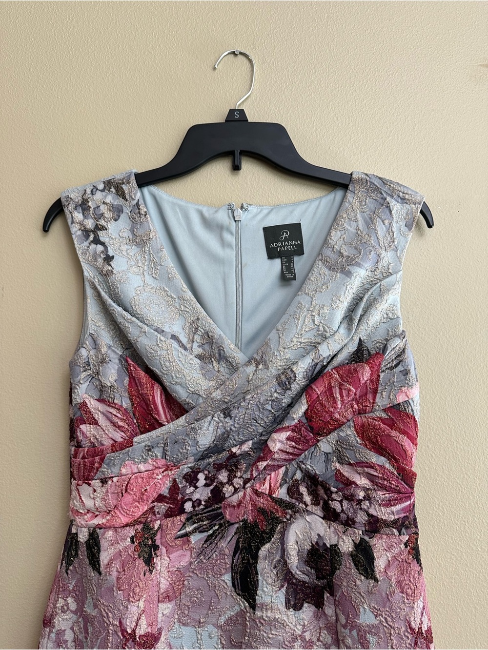 BHLDN Adrianna Papell Lilliana Blue Floral Metallic Jacquard Maxi Gown - Picture 6 of 12